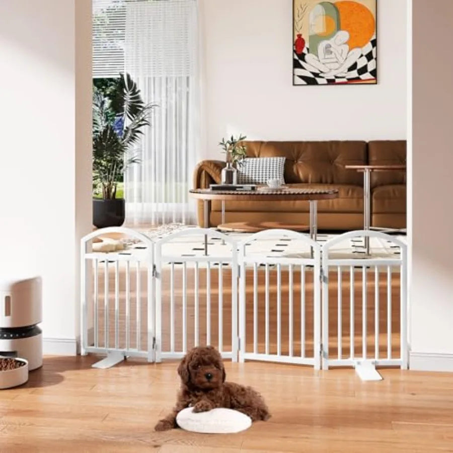Short Dog Gate Indoor, 19.69" H Freestanding Small Dog Door Gates with Support Feet, Expands Up to 48" Wide Foldable Pet Gates