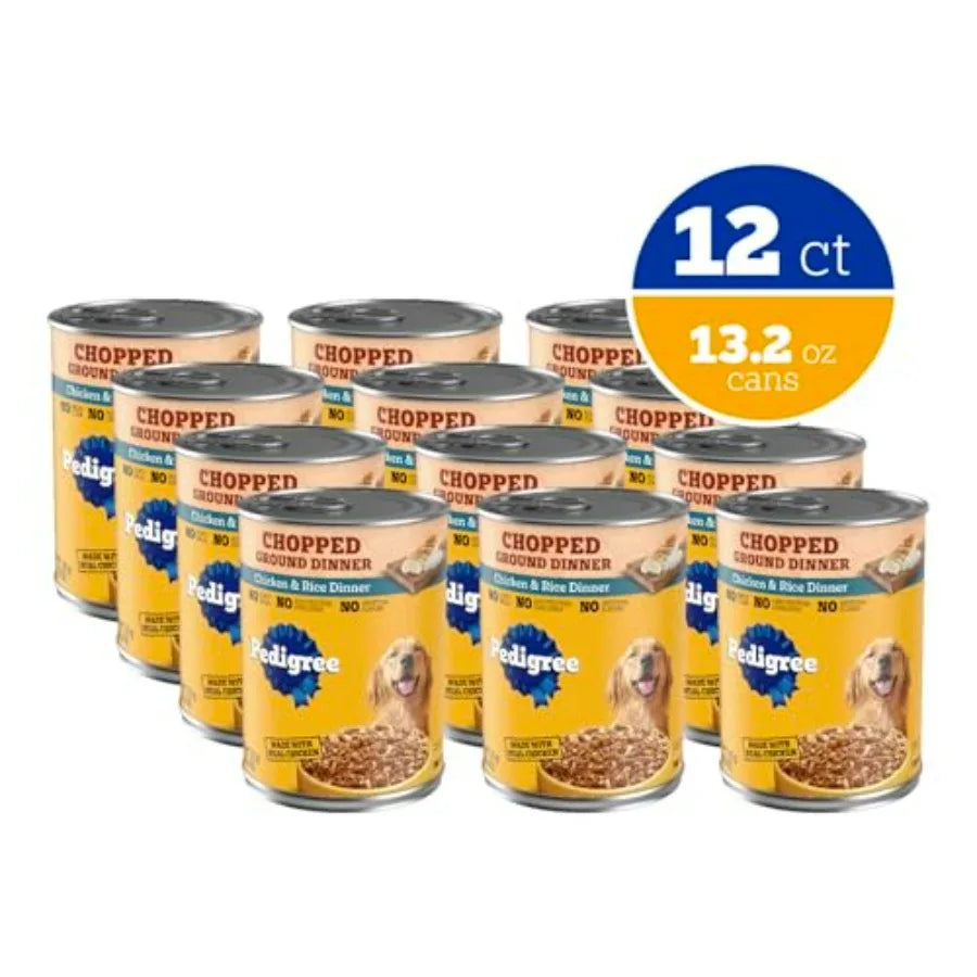 Chopped Ground Dinner Adult Soft Wet Dog Food Dinner, Canned Dog Food, 13.2 oz. Cans