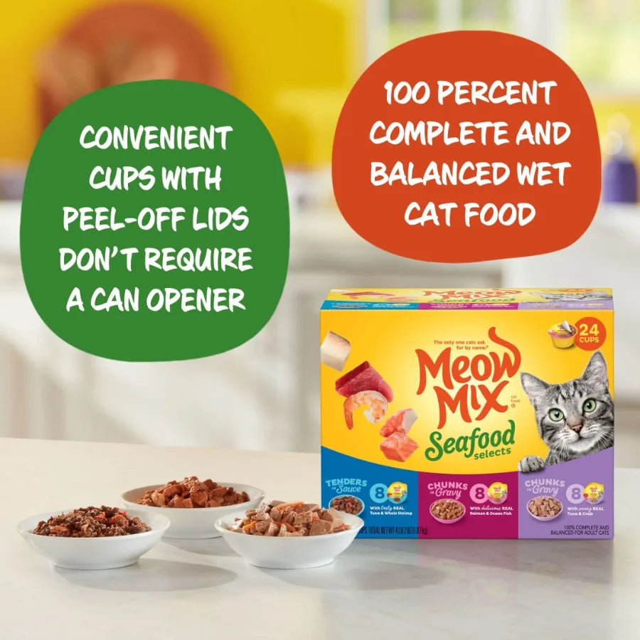 Seafood Selections Variety Pack, Wet Cat Food, 2.75 oz Cup 24 Pack