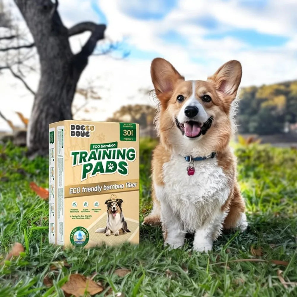 30 Count Small 22x22in Bamboo Training Pads, Deodorizing Leakproof Quick Drying Dog Pee Pads, Super Absorbent Disposable for Dogs, Puppies, Cats, Rabbits