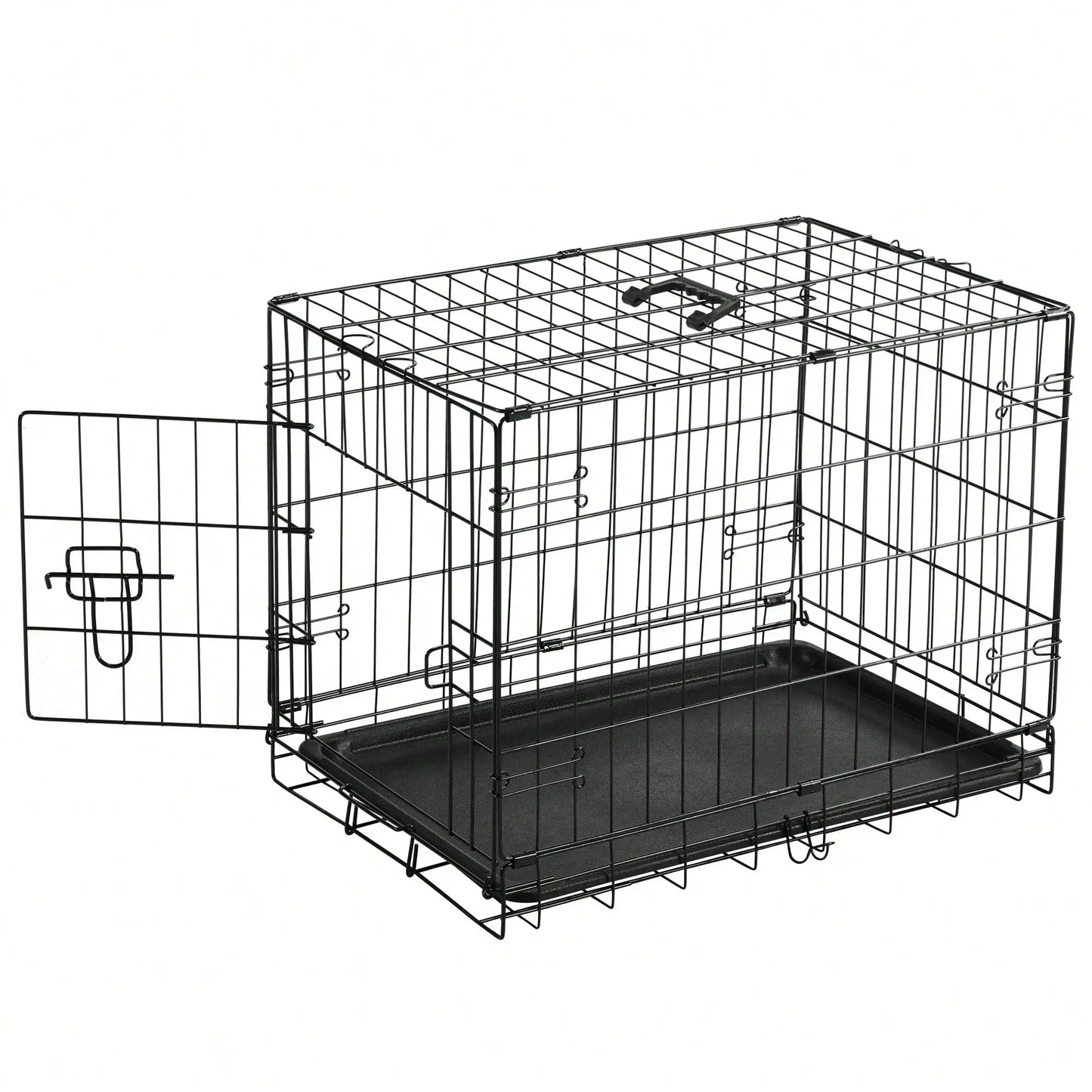 24-Inch Single-Door Dog Crate–Durable Metal Pet Kennel With Secure Lock, Foldable Design, Removable Tray For Easy Cleaning, Portable Puppy Cage For Small Dogs, Ideal For Training & Travel