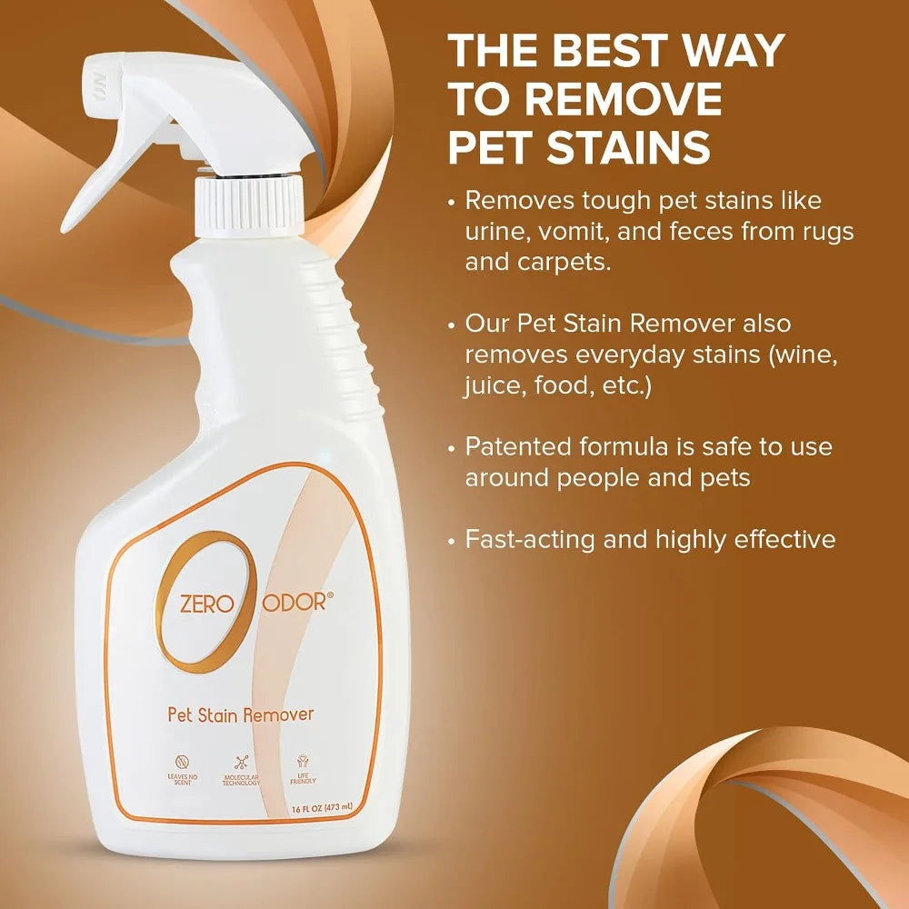 Pet Stain & Odor Eliminator - Permanently Removes Stains & Odors with Patented Tech - Best for Carpet, Furniture, Floors, Pet Bed - 16oz (400+ Sprays)
