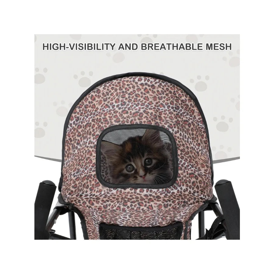 【New style】MoNiBloom 4 Wheels Pet Stroller, Easy-Fold Dog Cat Jogger Stroller W/Rear Storage Bag and Visible Mesh For Small/Med