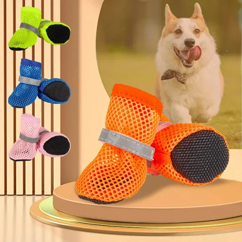 4pcs Dog Shoes Non-slip Breathable Wear-resistant Dog Boots Suitable For Small Medium Sized Pets Puppy Protective Footwear.
