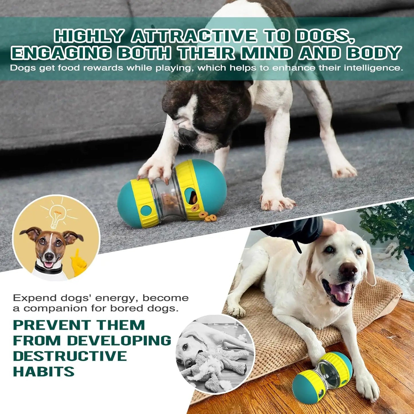 Dog Puzzle Toy Adjustable Treat Dispensing Ball Food Dispenser Tough Slow Feeder Puppy Enrichment Training Toy Pet Interactive C