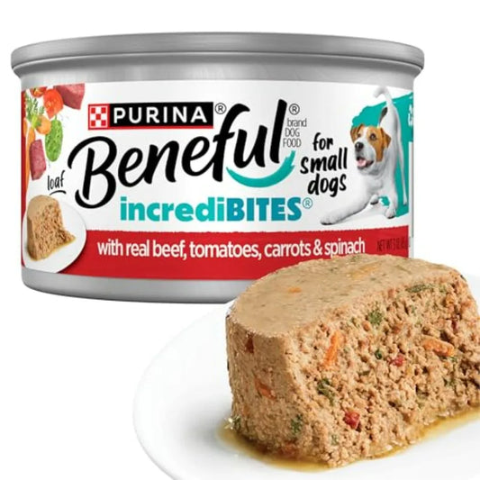 Purina Small Breed Wet Dog Food, Incredibites Loaf With Real Beef Recipe - Pack of 12 3 oz. Cans