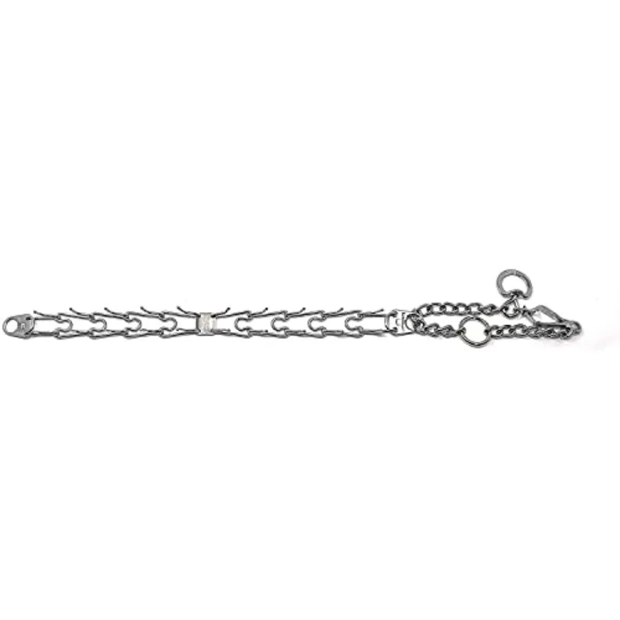 Dog training collar for outdoor use, chrome-plated steel, silver, quick-release buckle and no-pull design, 4mm x 25in XL