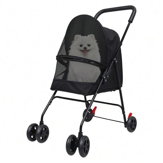 【New style】Pet Stroller For Medium Small Dogs, Foldable, With Sun Cover, Breathable And Visible Mesh