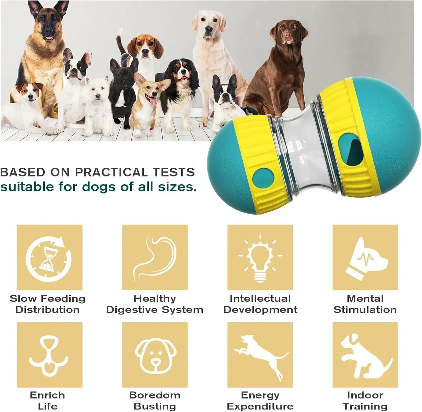 Dog Puzzle Toy Adjustable Treat Dispensing Ball Food Dispenser Tough Slow Feeder Puppy Enrichment Training Toy Pet Interactive C