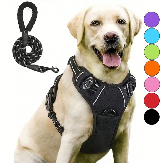 Dog Harness, No-Pull Pet Harness With 2 Leash Clips, Adjustable Soft Padded Dog Vest, Reflective No-Choke Pet Oxford Vest With Easy Control Handle For Large Dogs-The Vest And Rope Are Not A Set Set And Need To Be Purchased Se