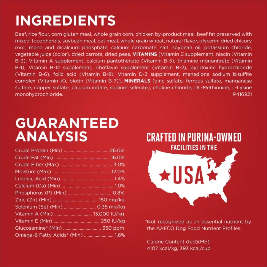 Small Bites Dry Dog Food for Adult Dogs with Added Vitamins and Minerals, High Protein Beef and Rice, 8 lb Bag