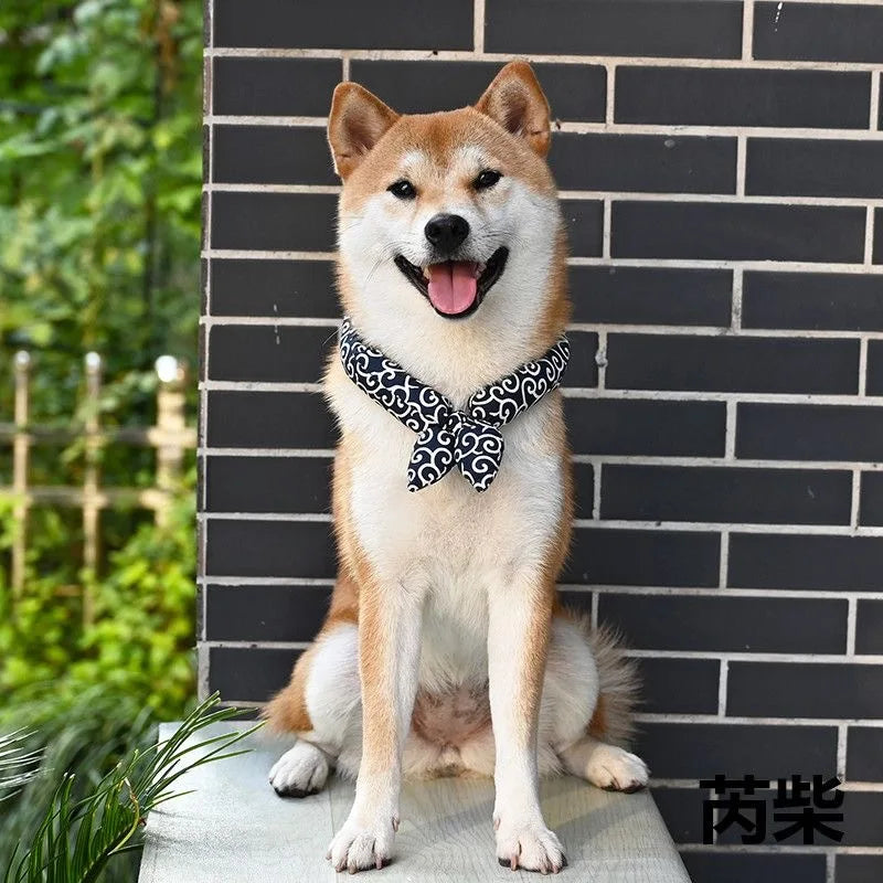 Dog Bandanas Akita Shiba Scarf Soft Collar Washable Bow Accessories Japanese farmhouse Style Cotton dogs Bibs Pet Fashion