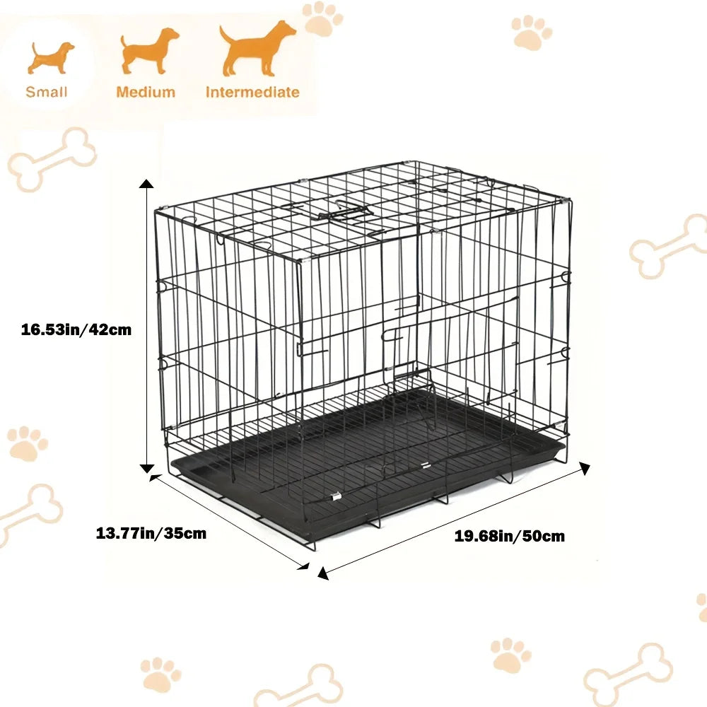 Metal Pet Cage for Dogs And Cats with Leak-proof Tray, Foldable Metal Wire Structure, Suitable for Indoor, Outdoor And Travel, S