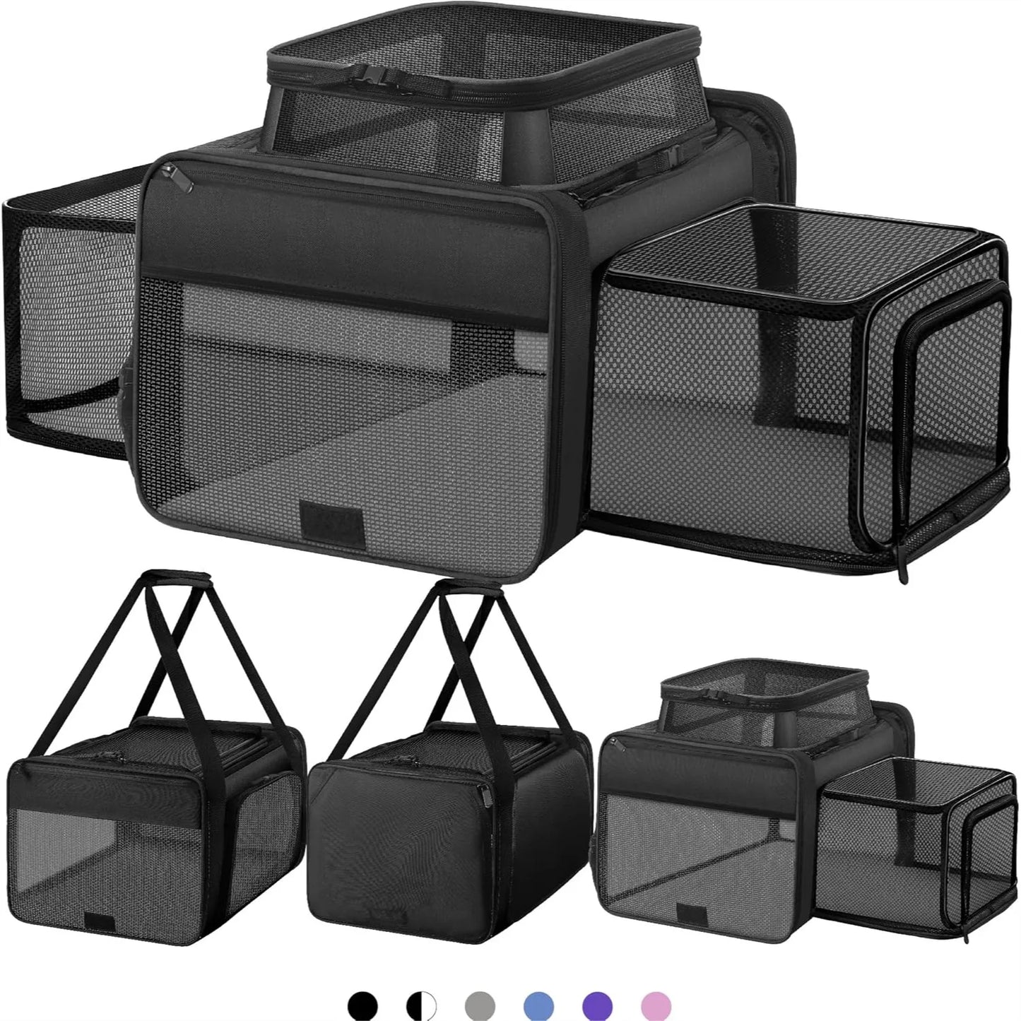 Top and 2 Sides Expandable Pet Carrier 17x11x9.5, TSA Airline Approved Soft-Sided Dog Carrier for Small Dogs, Cats, Puppies with