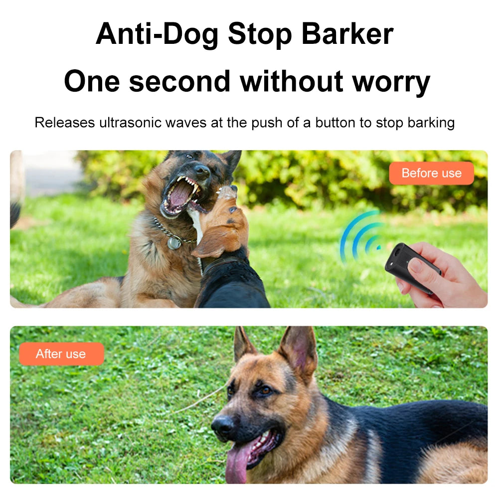 Ultrasonic Dog Bark Deterrent Device Long Range Rechargeable Pet Dog Repeller with LED Flashlight Correct Your Dogs Bad Behavior