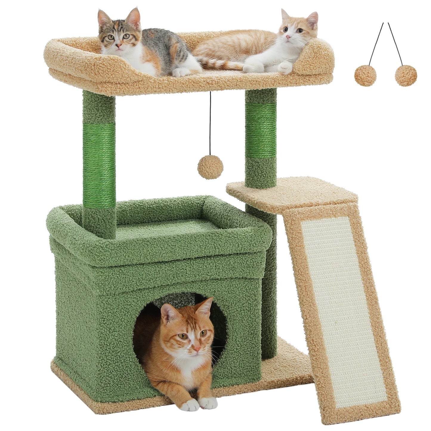 Safe and Stable Cat Tree 27Inches Cat Tower with Cozy Top Perch, Private Cat Condo and Sisal Scratching Post&Pad for Indoor Cats