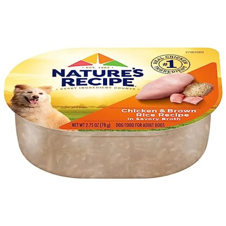 Wet Dog Food, Chicken in Broth Recipe, 2.75 Ounce Cup Pack of 12 Package may vary