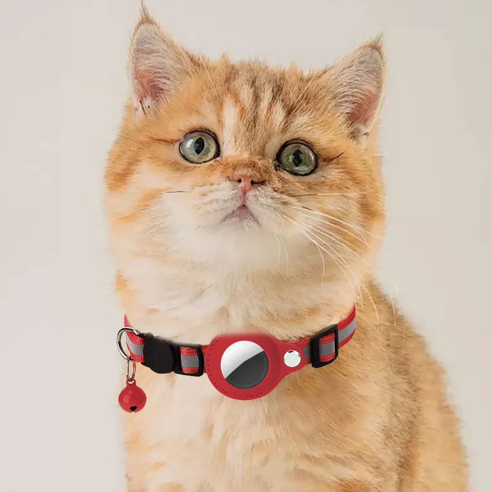 For Apple AirTag Cat Collar Reflective Pet Collar Safety Buckle Kitten Collar Adjustable for Cat Kitten
