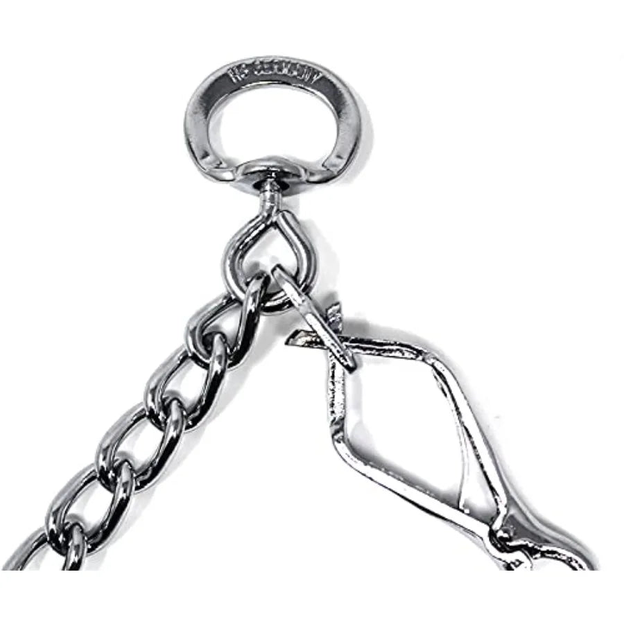Dog training collar for outdoor use, chrome-plated steel, silver, quick-release buckle and no-pull design, 4mm x 25in XL