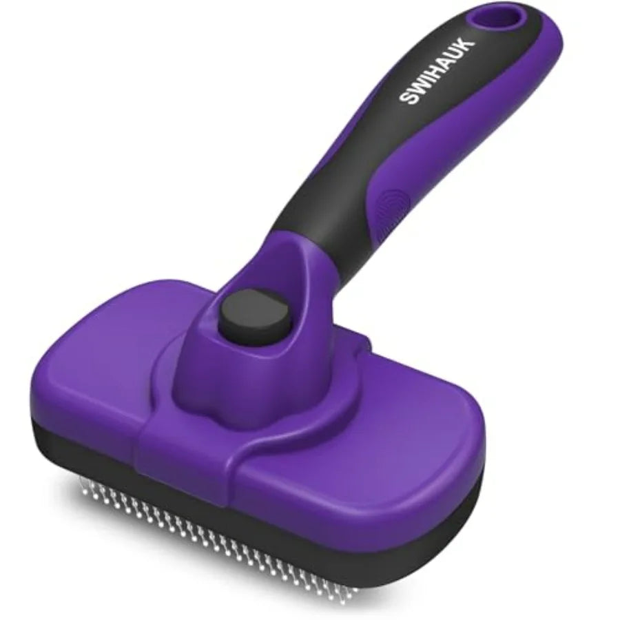 Self Cleaning Slicker Brush for Dogs and Cats - Skin Friendly Grooming, Deshedding, Hair Removal for Puppies and Long/Short Hai