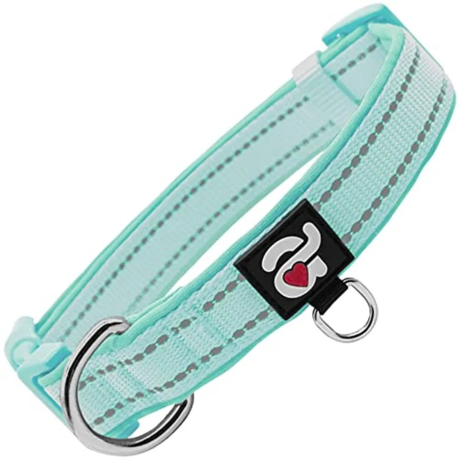 Reflective Dog Collar, Soft Neoprene Padded Pet Collar with ID Tag Ring, Adjustable for Small Dogs,,S