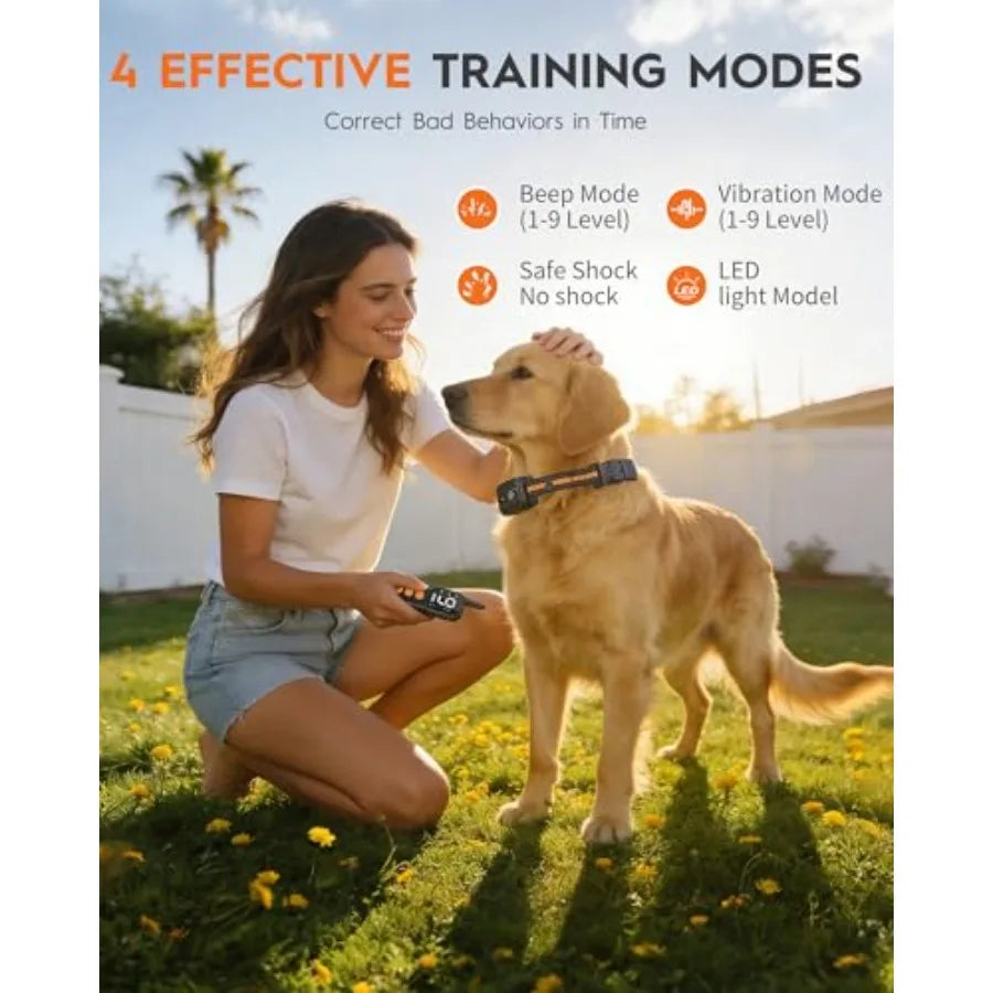 Dog Training Collar for Outdoor Use, Silicone Material, Black Color, 3300FT Remote Range with IPX7 Waterproof and Rechargeable