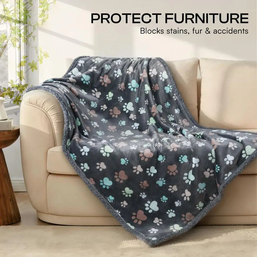 Waterproof Pet Blankets for Couch Sofa Bed Cover Liquid Pee Proof Washable Soft Fluffy Large Dog Blanket Reversible Furniture Pr