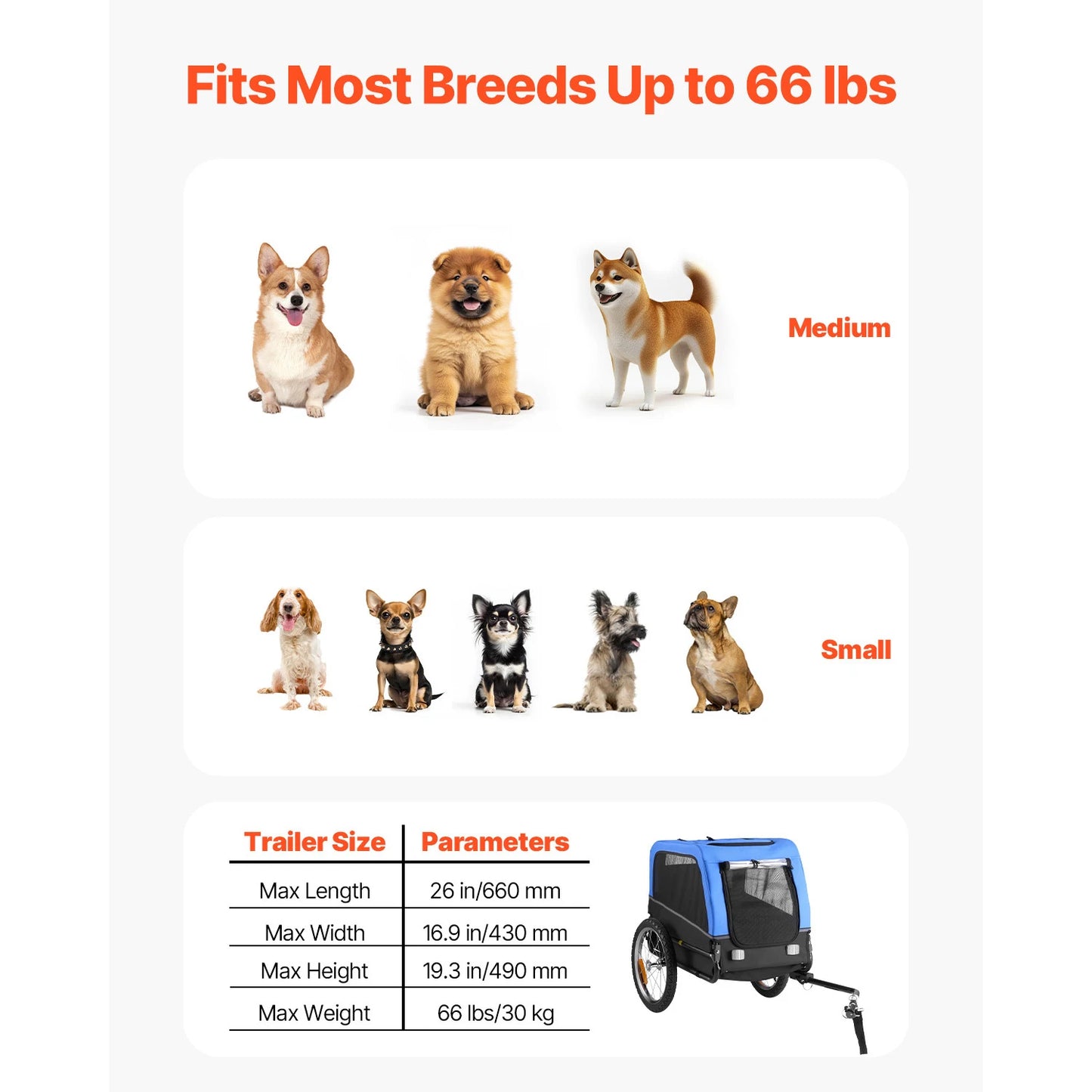 SucceBuy Dog Bike Trailer Pet Cart Bicycle Carrier for Small&Medium Dogs with Quick Release Wheel Universal Bicycle Coupler Flag