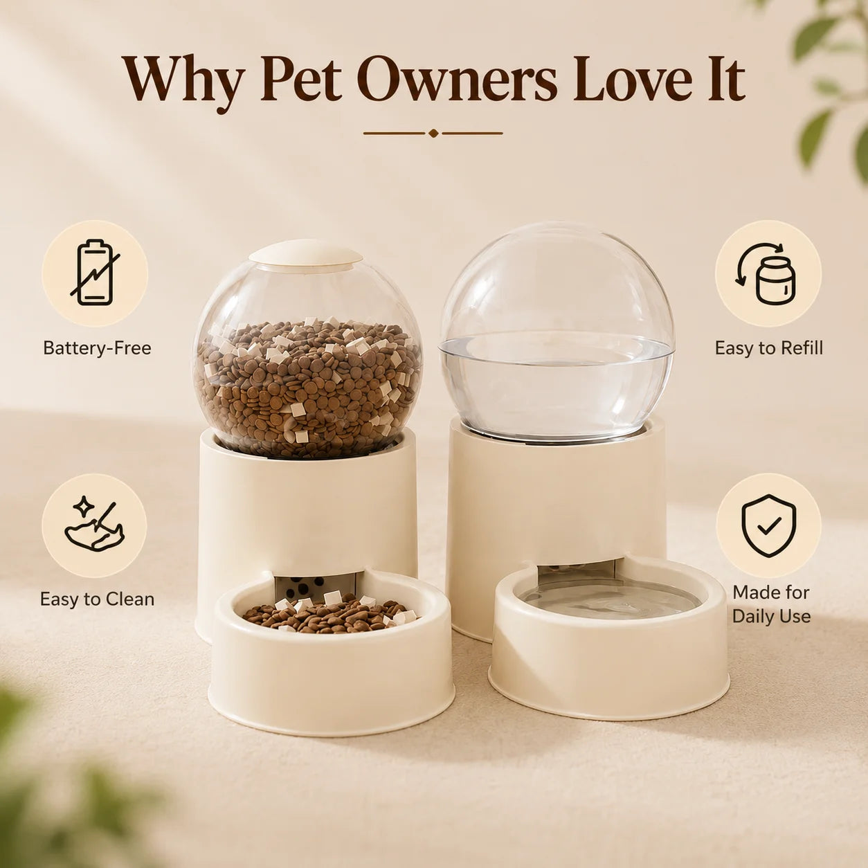 Keep Cats Fed & Hydrated Easily with Automatic Gravity Feeder and Water Dispenser, Spill-Proof, Transparent Dome Lid