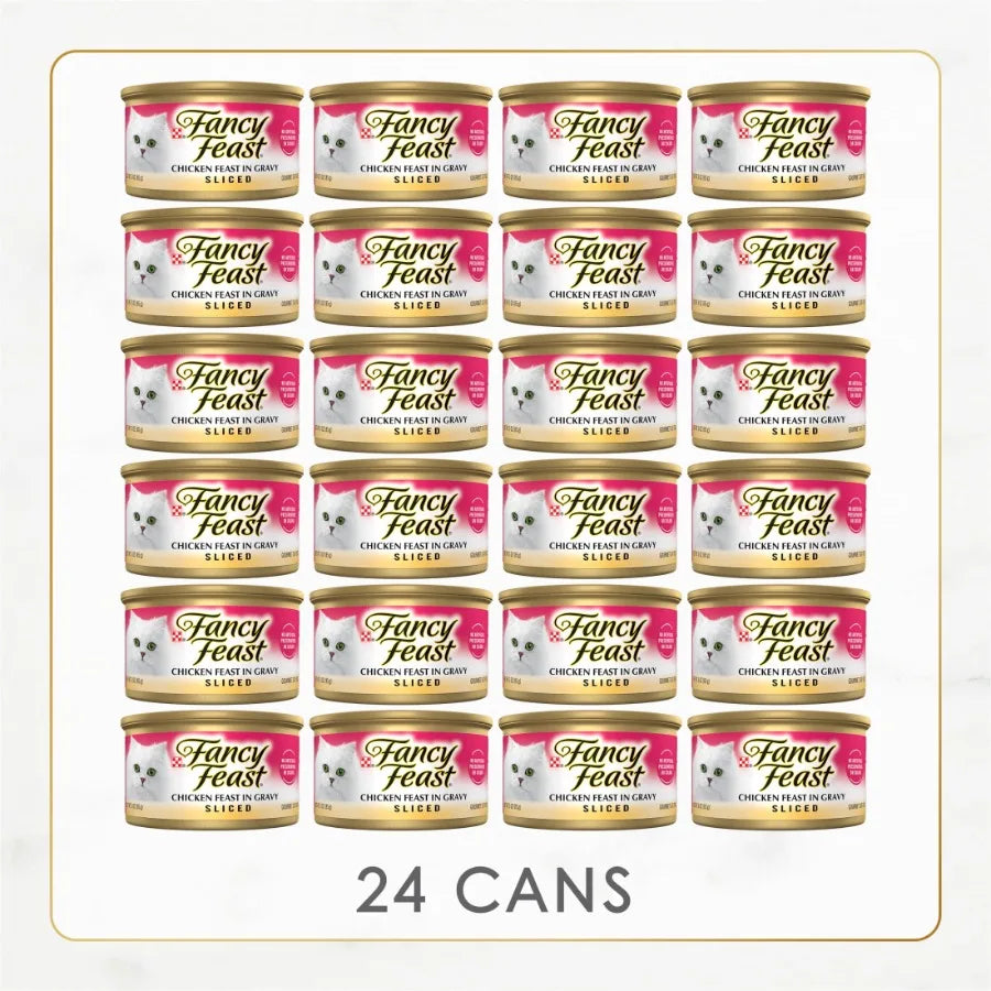 Purina Sliced Kitten Food, Wet Cat Food, Chicken Feast in Gravy, 3 oz Can, 24 Pack