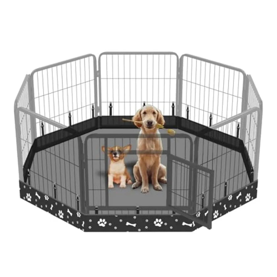 Dog Playpen Bottom Pad Fits for 24 Inch 8 Panels Metal Exercise Pet Playpen, Dog Crate Pad Puppy Playpen Pad, Elastic Band Conn