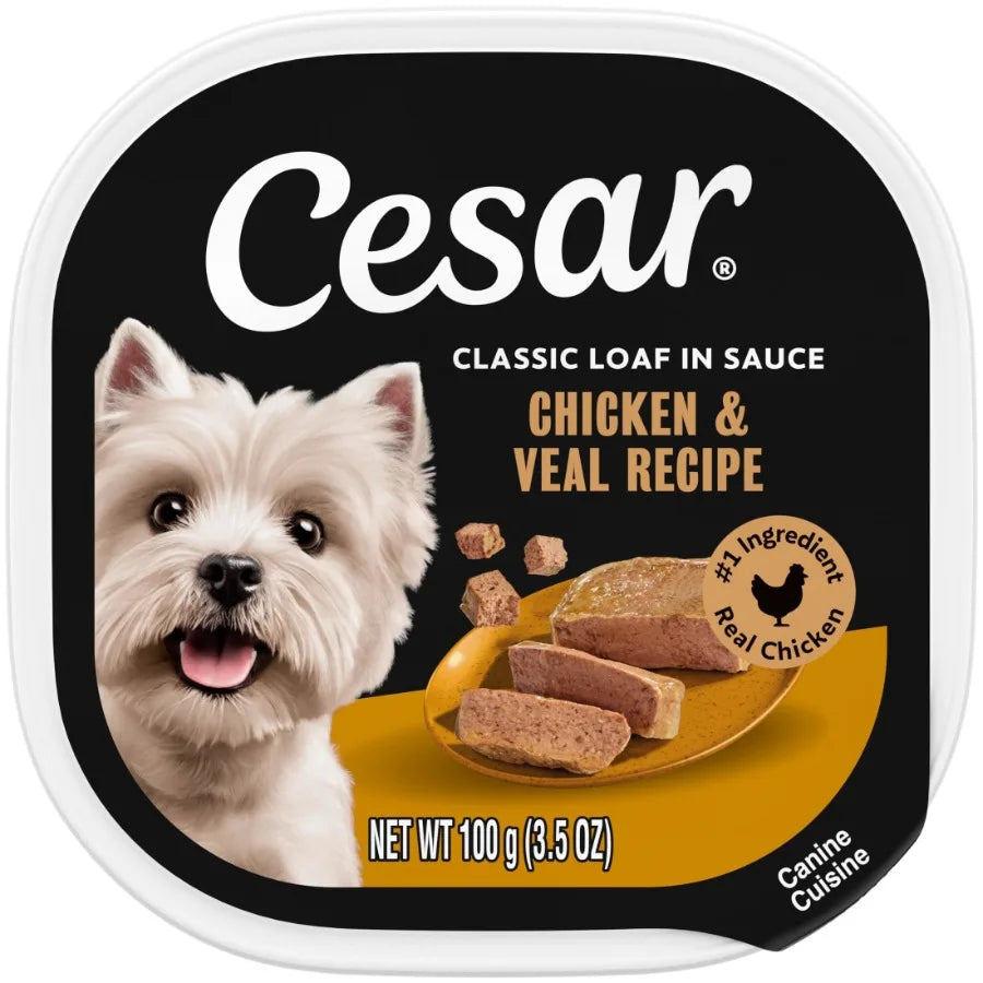 Classic Loaf in Sauce Wet Dog Food, Chicken and Veal Flavor, 3.5 oz. Easy Peel Trays, 24 Count