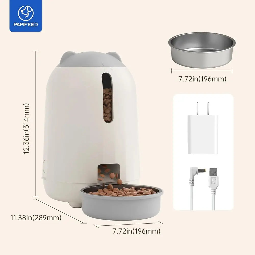 Automatic Cat Feeder with App, 2.4G WiFi Cat Food Dispenser, 3L Timed Cat Feeders for Dry Food, Slow Feeding, Dual Power Supply
