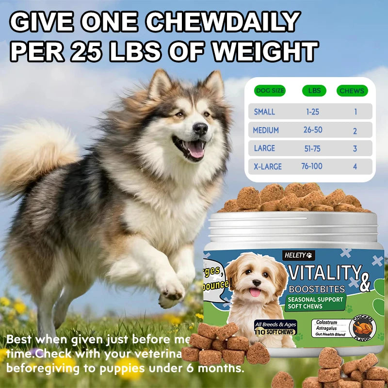 Dog Allergy Itching Skin Relief & Immune Support Anti Itch Probiotics for Yeast, Itchy Skin and Itchy Ears, Vitamins for Seasona