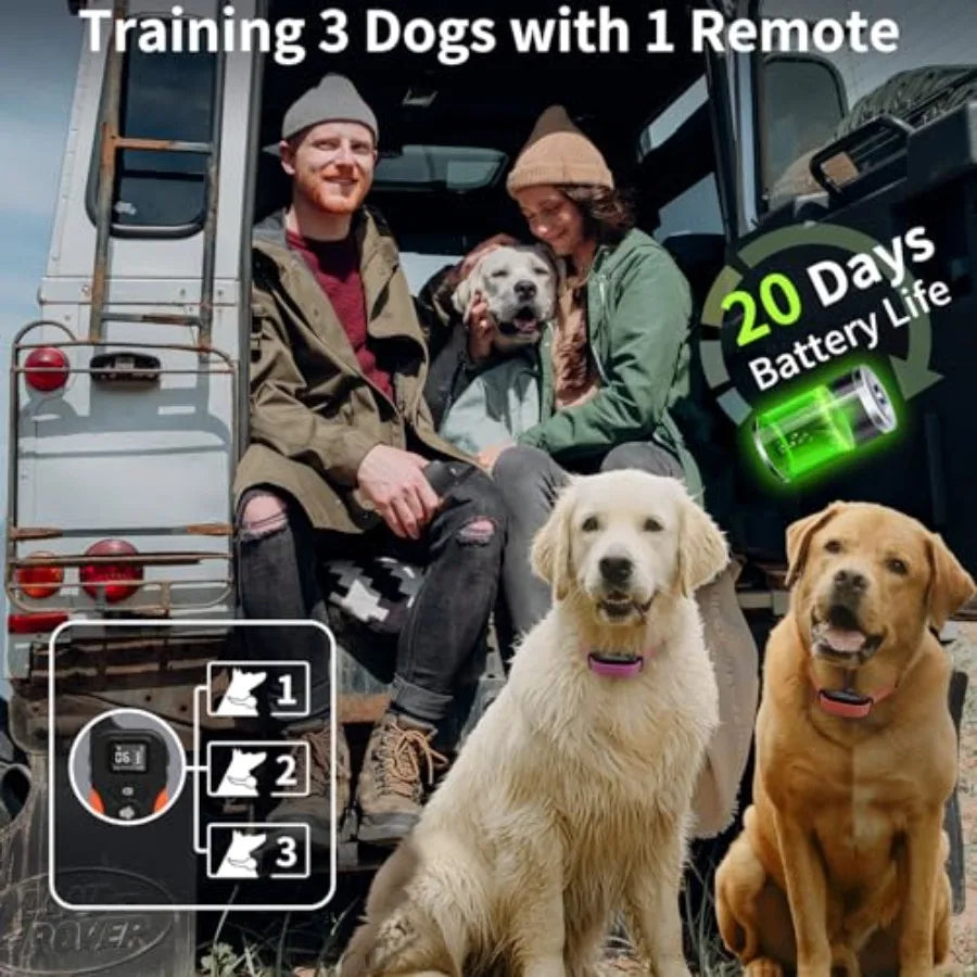 No Shock Dog Training Collar for 3 Dogs, Waterproof Vibrating Collar with Remote 3300ft, 9-Level Vibration Beep, Black Nylon, S