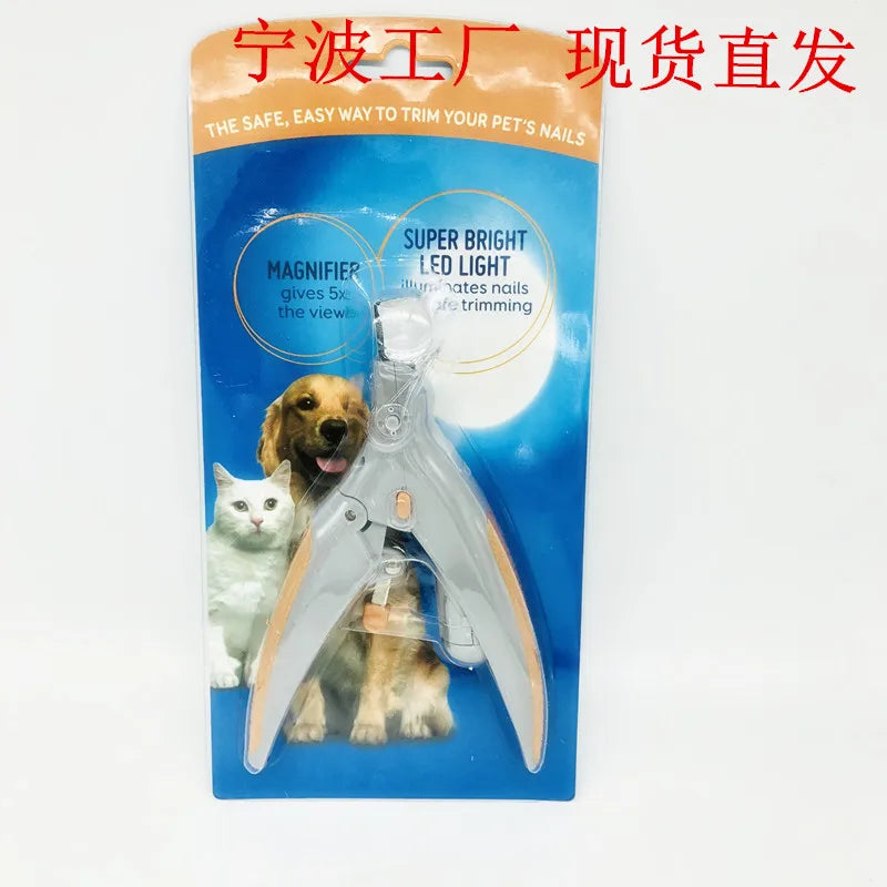 LED Pet Nail Clipper with Bright Light Illuminated Dog Cat Nail Trimmer Safety Pet Grooming Tool