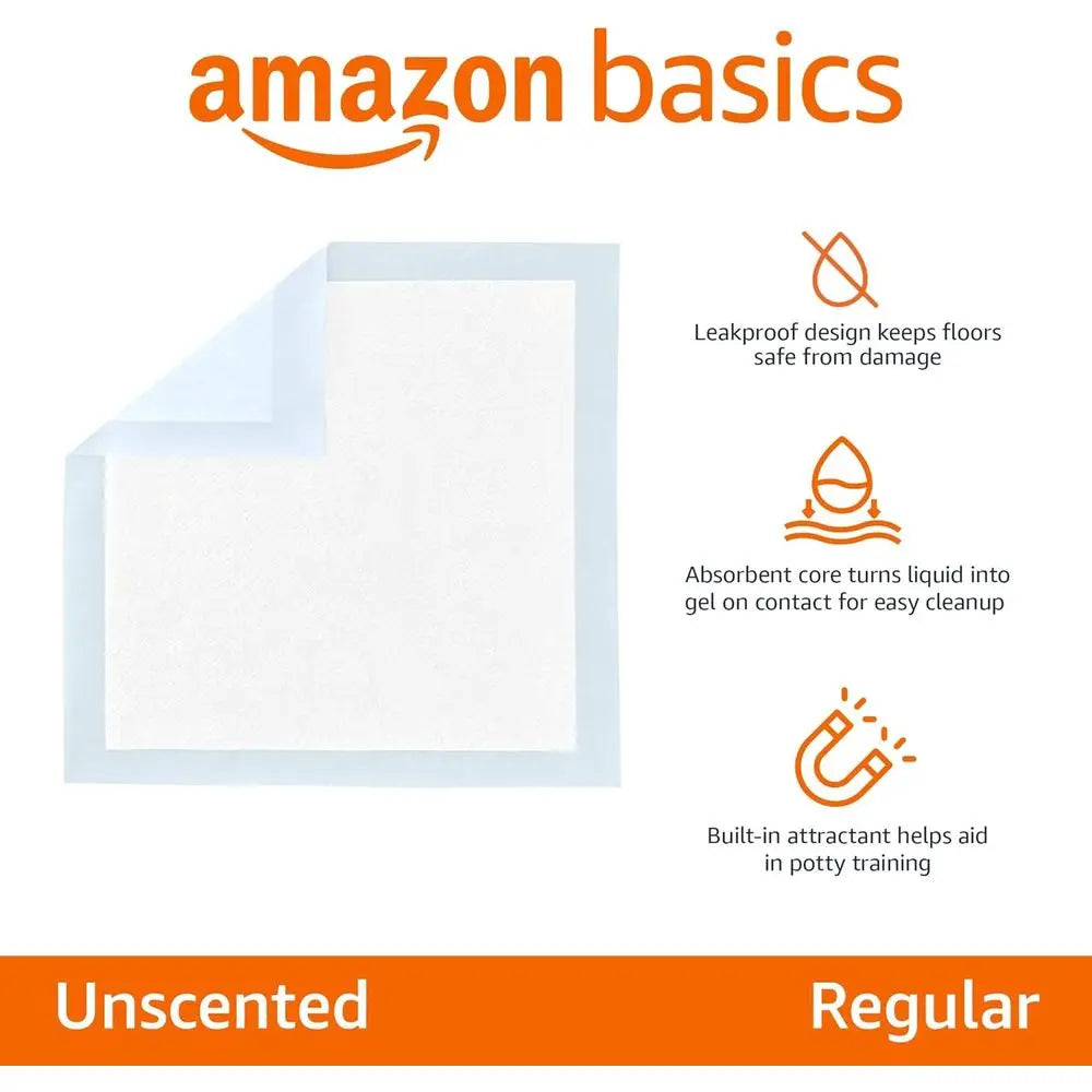 Dog and Puppy Potty Training Pee Pads Quick-Dry 5-Layer Absorbent Surface, Floor Protection, Regular Size 22x22, Blue & White, 5