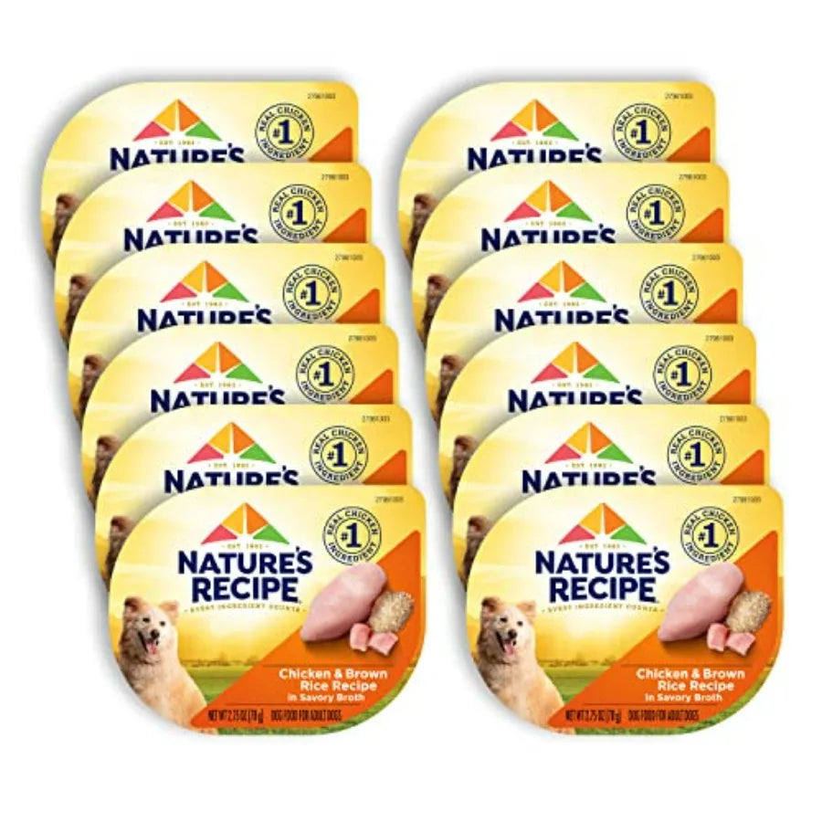 Wet Dog Food, Chicken in Broth Recipe, 2.75 Ounce Cup Pack of 12 Package may vary