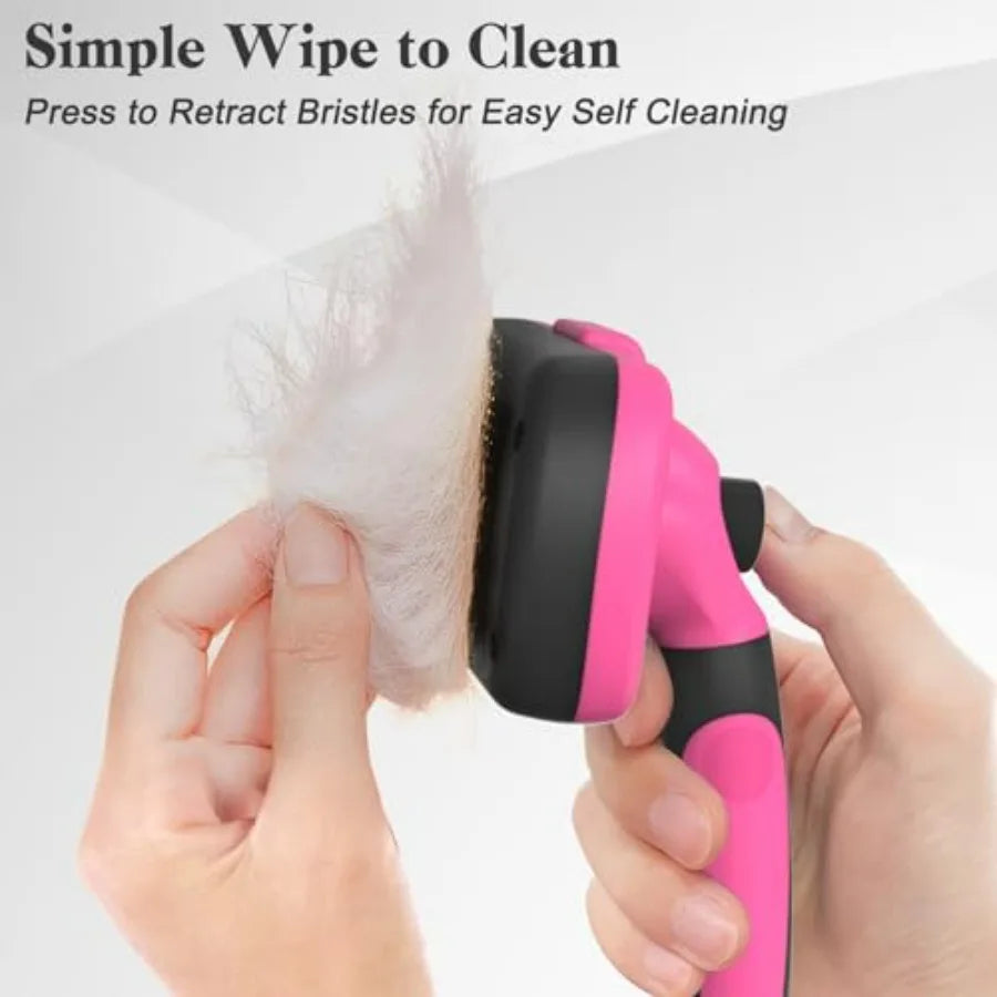 Self Cleaning Slicker Brush for Dogs and Cats - Skin Friendly Grooming, Deshedding, Hair Removal for Puppies and Long/Short Hai