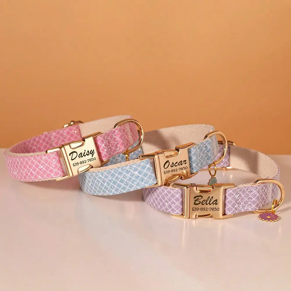 Customized Daisy Pendant Nylon With Engraved ID Tag, Elegant & Cute Pet Collar, Adjustable Anti-Lost Collar, Christmas Gift Supp