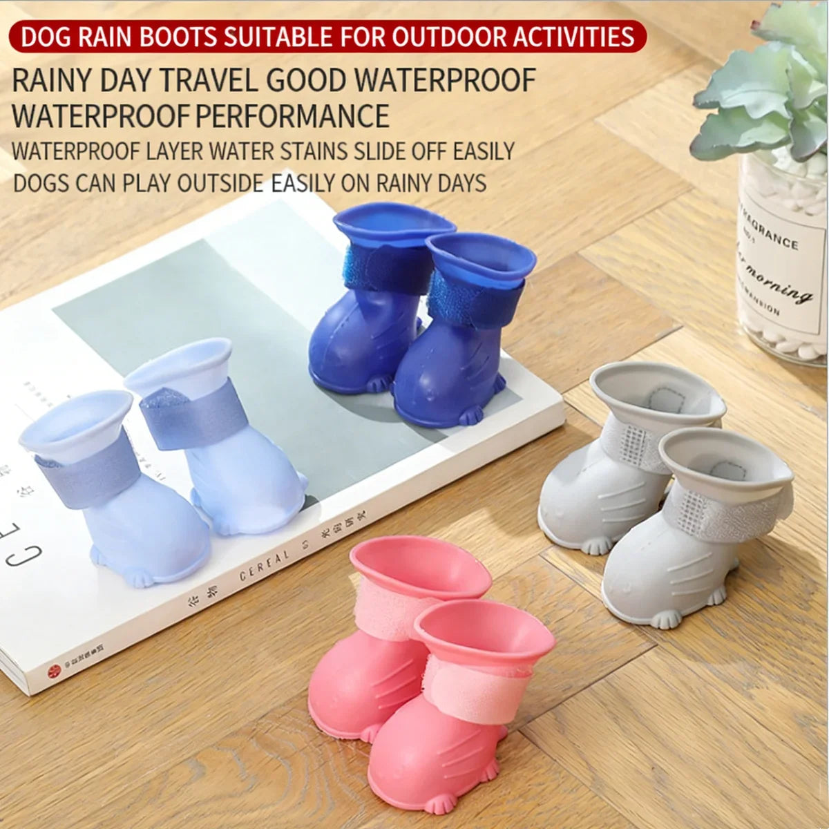 Pet Rain Boots Anti-slip Waterproof Dog Shoes Jelly Rain Boots Dogs & Cats Anti-Fouling Going Outside Teddy Chihuahua Shoes