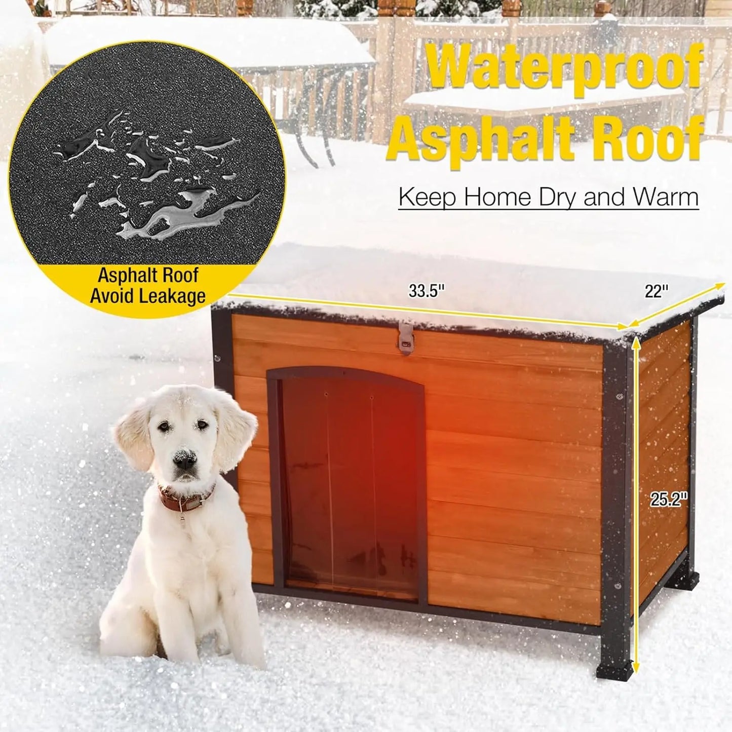 Dog House Outdoor Heated Dog Kennel with Insulated Liner & Heater for Winter Strong Iron Frame Large