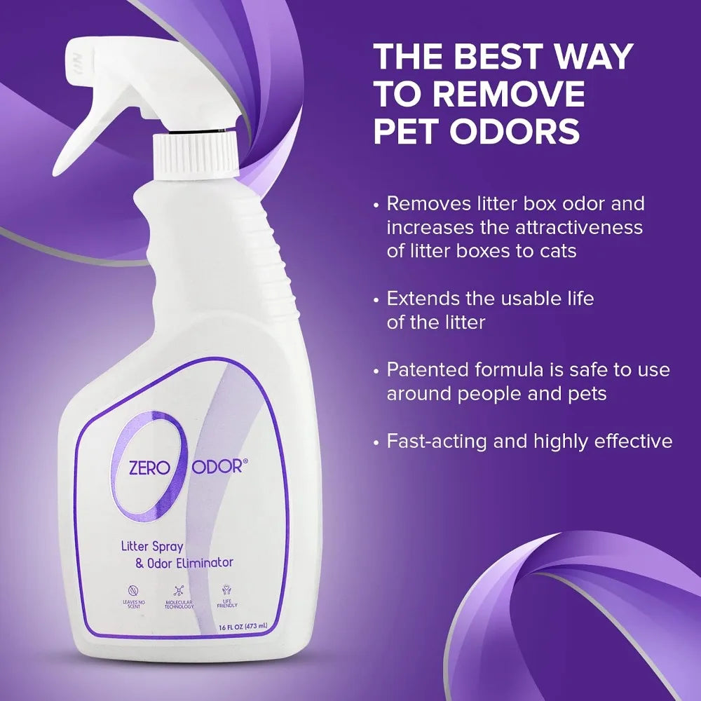 Permanently Eliminate Litter Odors with Patented Molecular Technology, Pet Safe, 16oz (400+ Sprays)