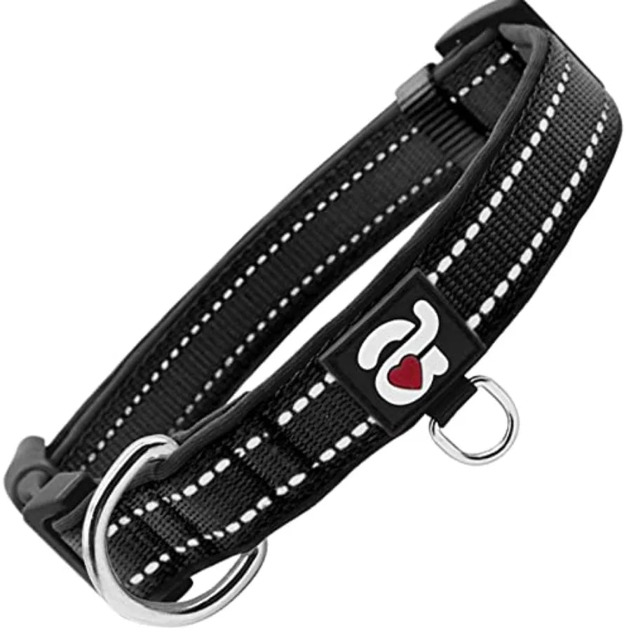 Reflective Dog Collar, Soft Neoprene Padded Pet Collar with ID Tag Ring, Adjustable for Small Dogs,,S