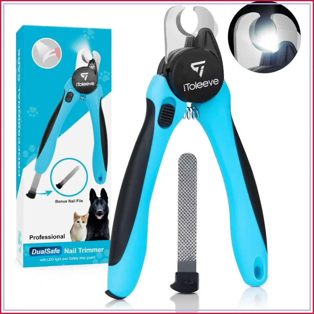 LED Dog Nail Clipper with Light, Safe & Easy Trimmer for Thick Nails, Quick Sensor Avoid Over Cutting, for Cats & Dogs