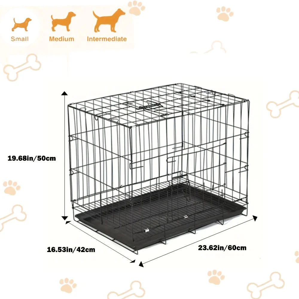 Metal Pet Cage for Dogs And Cats with Leak-proof Tray, Foldable Metal Wire Structure, Suitable for Indoor, Outdoor And Travel, S