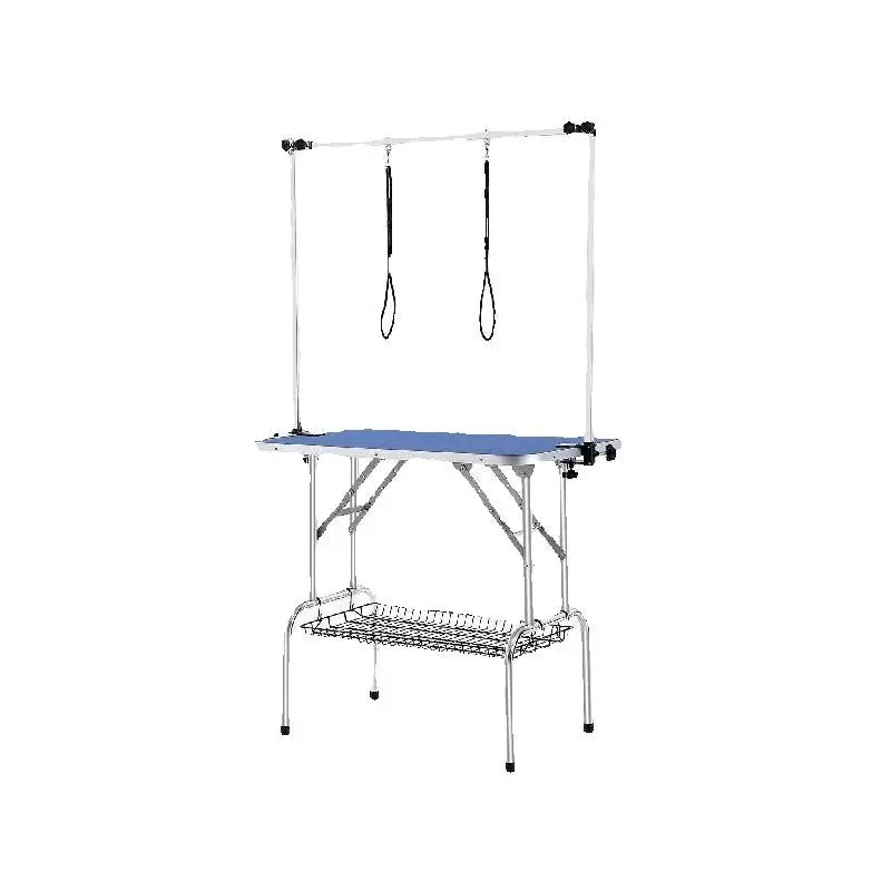 SucceBuy Pet Grooming Table Two Arms with Clamp Dog Station Foldable Pets Stand for Medium Small Dogs with Grooming Loop