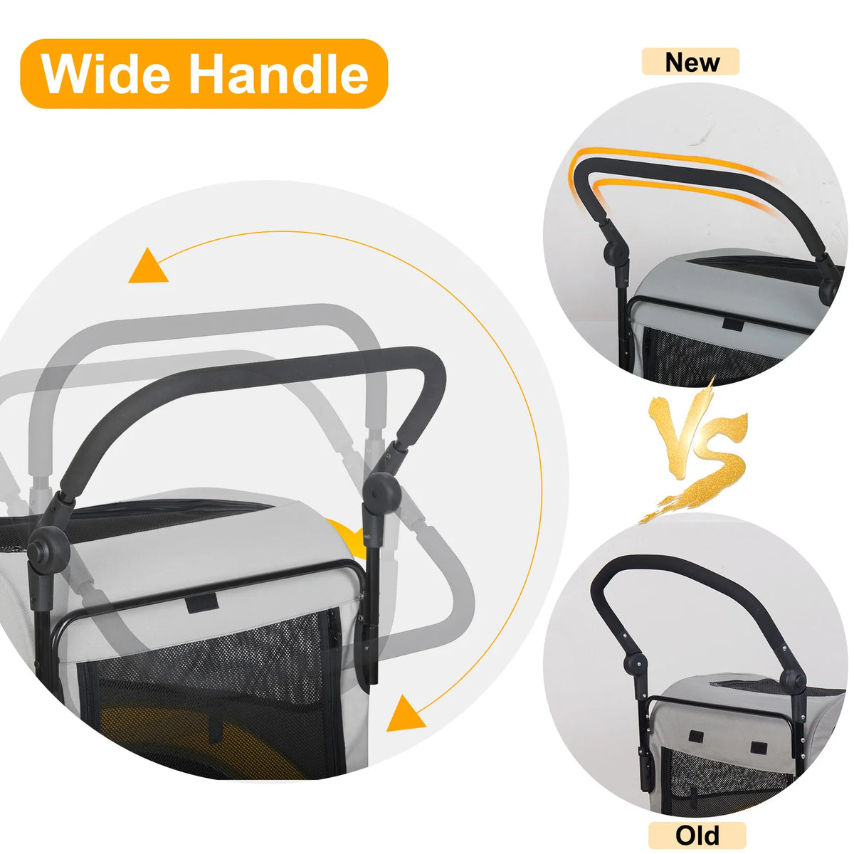 Portable Outdoor Small Dog & Cat Travel Stroller Folding Jogger Wagon Carrier with Adjustable Handle and Safety Leash
