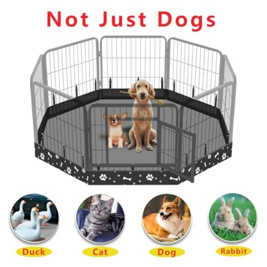 Dog Playpen Bottom Pad Fits for 24 Inch 8 Panels Metal Exercise Pet Playpen, Dog Crate Pad Puppy Playpen Pad, Elastic Band Conn