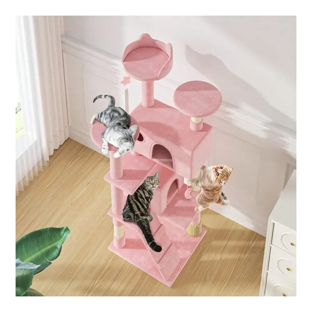 Tree, 60 Inch Cat Tree Tower With 2 Cat Condo, Cat Tower With ching Post, Cat Climbing Tower, Cat Tree For Indoor Cats
